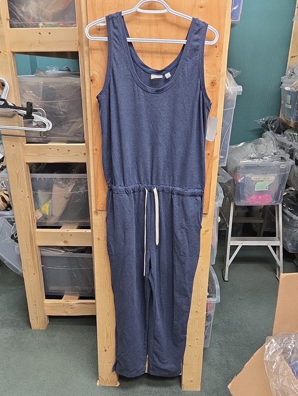 Zella Size M Heathered Blue Sleeveless Jumpsuit